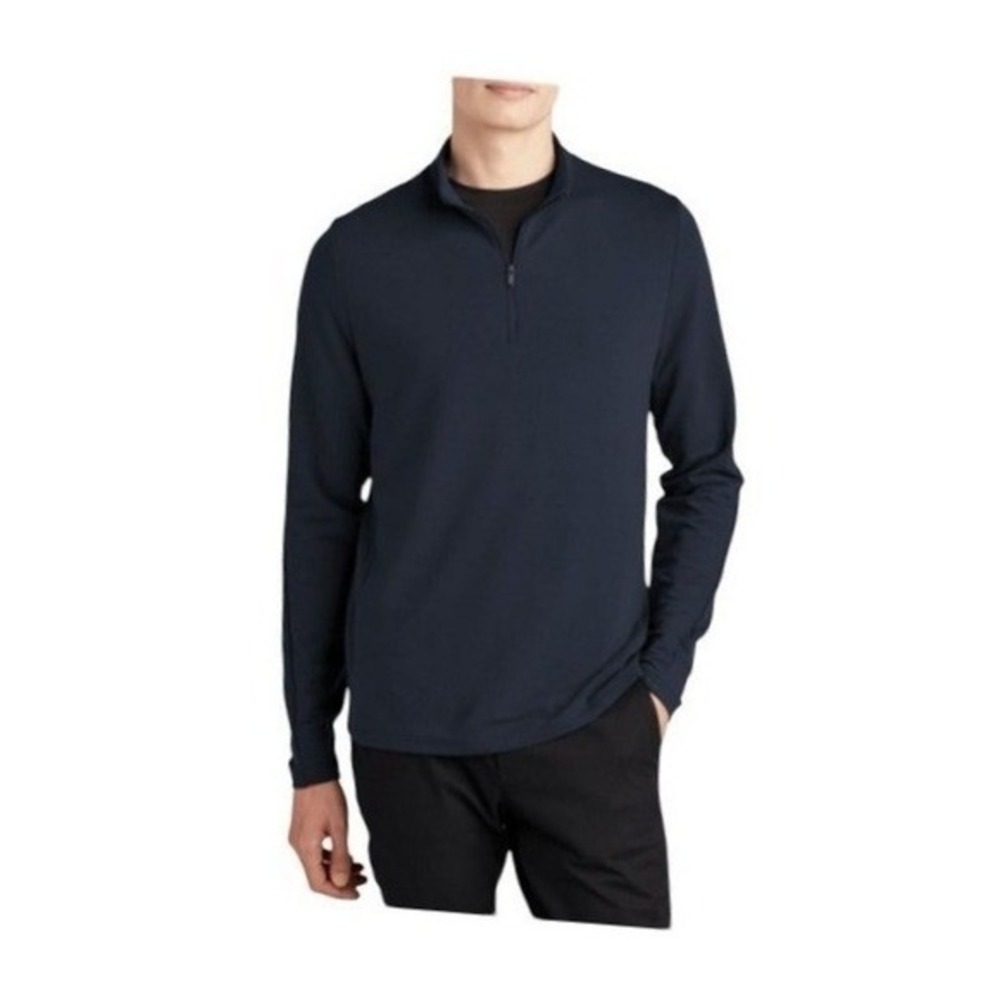 Mercer+Mettle Stretch 1/4-Zip Pullover Night Navy Nylon Knit Long Sleeves L